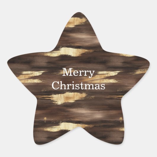 Warm Brown Gold Abstract Streaks Christmas Ster Sticker (Voorkant)