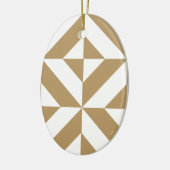 Warm bruin geometrisch decosubepatroon keramisch ornament (Links)