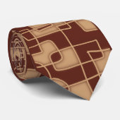 Warm bruin rasterpatroon stropdas (Opgerold)
