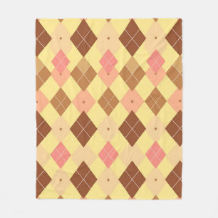 Warm Bruin Roze Argyle Patroon Fleece Deken