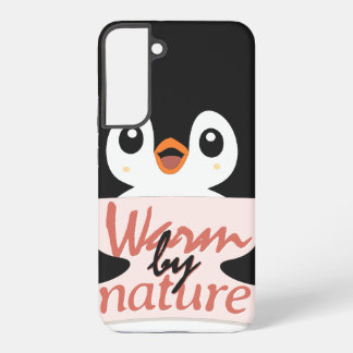 Warm by nature: Adorable Penguin with Playful Text Samsung Galaxy Hoesje