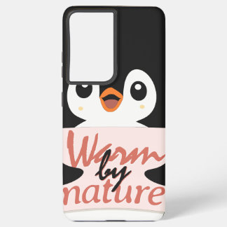 Warm by nature: Adorable Penguin with Playful Text Samsung Galaxy Hoesje
