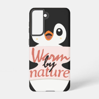 Warm by nature: Adorable Penguin with Playful Text Samsung Galaxy Hoesje