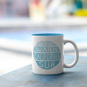 Warm California Sun Typografie Blue Tweekleurige Koffiemok