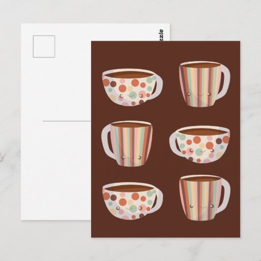 Warm Circle Pattern On Cups Of Coffee Briefkaart (Voorkant / Achterkant)