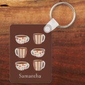 Warm Circle Pattern On Cups Of Coffee Sleutelhanger (Achterkant)