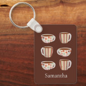 Warm Circle Pattern On Cups Of Coffee Sleutelhanger (Voorkant)