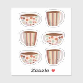 Warm Circle Pattern On Cups Of Coffee Sticker