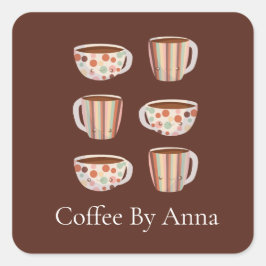 Warm Circle Pattern On Cups Of Coffee Vierkante Sticker