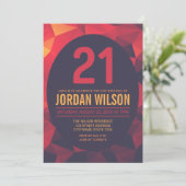 Warm Colors Polygon Modern 21st Birthday Kaart (Staand voorkant)