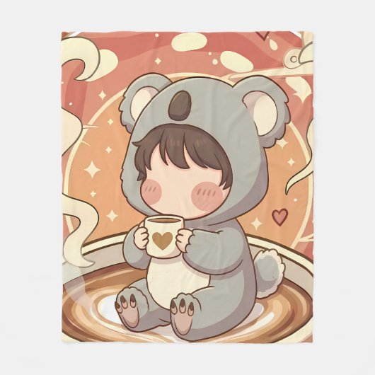 Warm & Cozy Chibi Koala Adventure Fleece Blanket Deken (Voorkant)