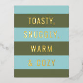 Warm & Cozy Goud Folie Kerstkaart Feestdagen Briefkaart (Voorkant)