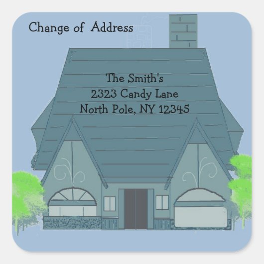 Warm Cozy House Change of Address Vierkante Sticker (Voorkant)