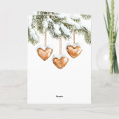 Warm Creamy Caramel Hearts Christmas Tree Branches Kaart (Achterkant)