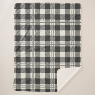 Warm donkergrijs van witte Buffalo Plaid Sherpa Deken