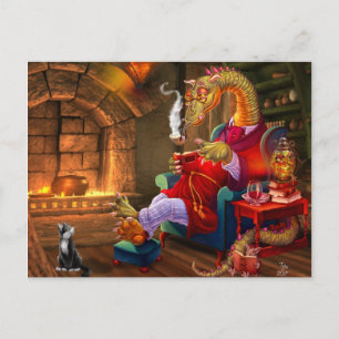 Warm door de vuurdraak van de Cartoon Briefkaart