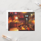 Warm en Cozy Farmhouse Kitchen Digital Art Kaart (Voorkant / Achterkant in situ)