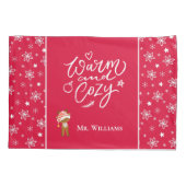 Warm en Cozy Mr. en Mrs Matching met kerstrood Kussensloop (Achterkant-Links)