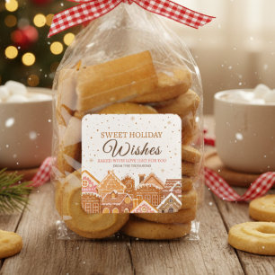 Warm en gezellig peperkoek huis gebakken met liefd vierkante sticker