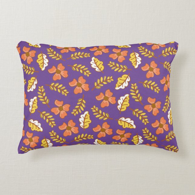 Warm Falling Autumn Leaves met Flowers Accent Kussen (Voorkant)