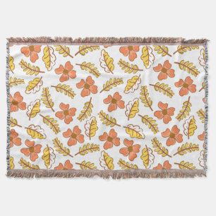 Warm Falling Autumn Leaves met Flowers Deken
