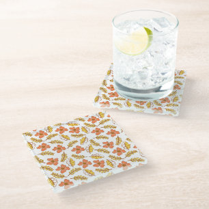 Warm Falling Autumn Leaves met Flowers Glazen Onderzetter
