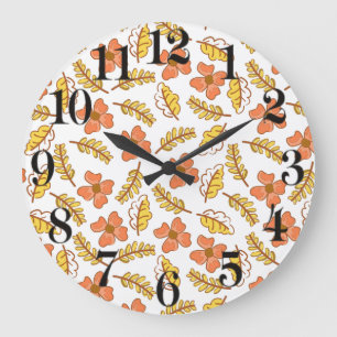 Warm Falling Autumn Leaves met Flowers Grote Klok