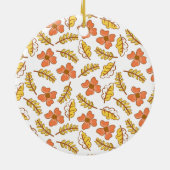 Warm Falling Autumn Leaves met Flowers Keramisch Ornament (Achterkant)