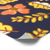 Warm Falling Autumn Leaves met Flowers Poster (Hoek)