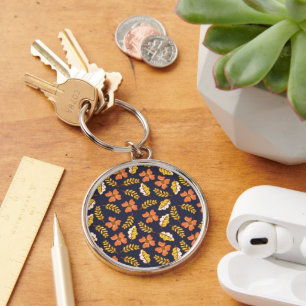 Warm Falling Autumn Leaves met Flowers Sleutelhanger