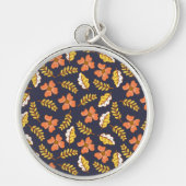 Warm Falling Autumn Leaves met Flowers Sleutelhanger (Voorkant)