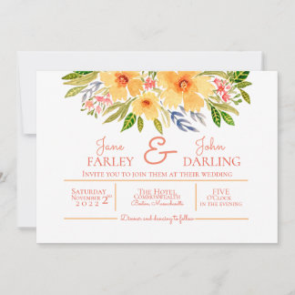 Warm floral bruiloft-uitnodiging kaart