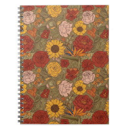 Warm Floral Patterned Notebook Notitieboek