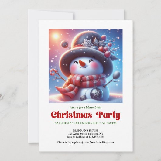 Warm funny snowman invite holiday party digital kaart (Voorkant)