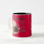 Warm, Fuzzy gevoel! Tweekleurige Koffiemok (Voorkant links)