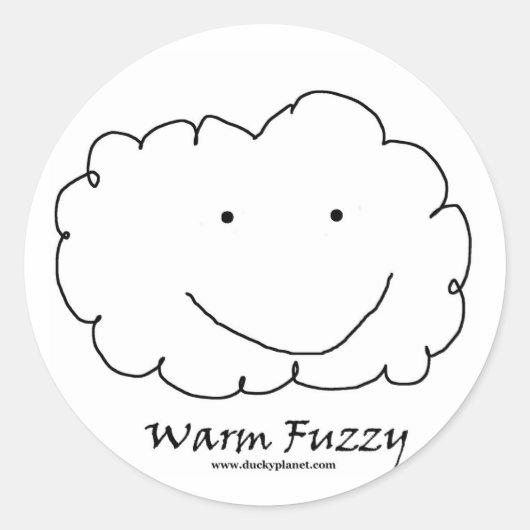 Warm Fuzzy Ronde Sticker (Voorkant)