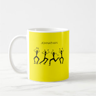 Warm geel en silhouet geluk partij dansers koffiemok