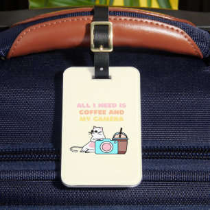 Warm geel kat & camera-Bagagelabel Bagagelabel