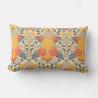 Warm Geel, Oranje en blauw Floral Kussen