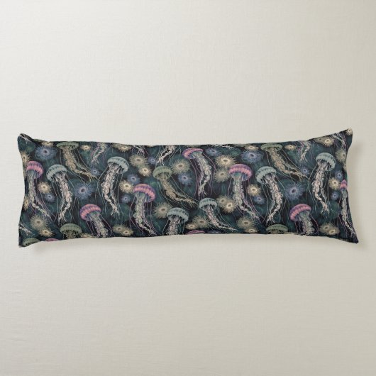 Warm Geel, Oranje en blauw Floral Lichaamskussen (Achterkant)