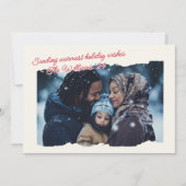 Warm Geruite Moderne Foto Script Feestdagenkaart (Voorkant)