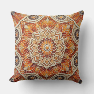 Warm getinte Mandala Art Kussen