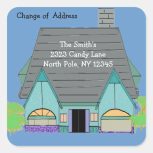 Warm Gezellig Huis Adreswijziging Vierkante Sticker