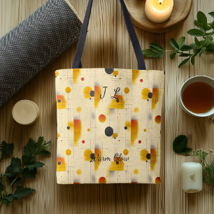 Warm gloed Abstract - beige, goud, zwart geometris Draagtas