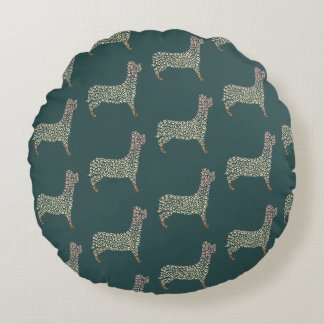 Warm Gold Gradient Paw Print Dog Silhouette Fabric Rond Kussen