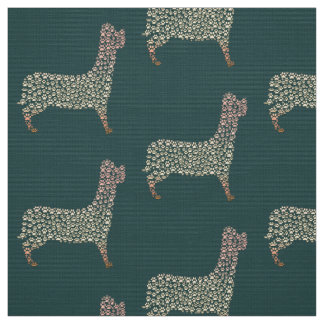 Warm Gold Gradient Paw Print Dog Silhouette Fabric Stof