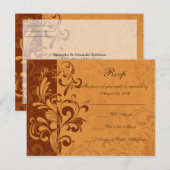 Warm Golden Autumn Swirl RSVP Reply Briefkaart (Voorkant / Achterkant)