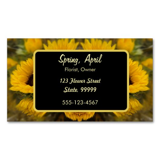 Warm Golden Sunflower Custom Magnetisch Visitekaartje (Voorkant)
