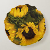 Warm Golden Sunflower Custom Rond Kussen (Achterkant)