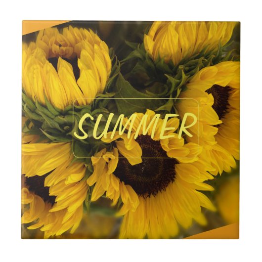 Warm Golden Sunflower Custom Tegeltje (Voorkant)